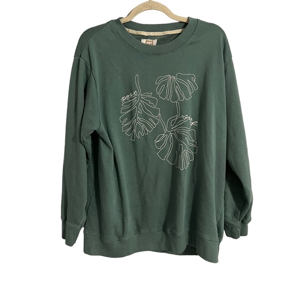 Post Surf Tops - Post Surf Monstera Leaf Green Beach Boho Crewneck Pullover Sweatshirt